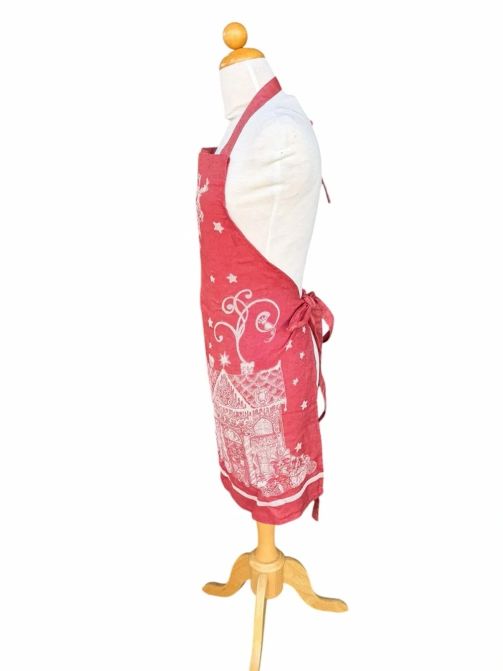 Williams-Sonoma Twas The Night Before Christmas Jacquard Apron Red White NWT OS